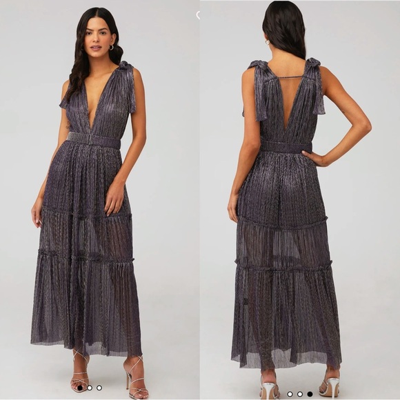 Sabina Musayev Helena Metallic Dress purple Size small